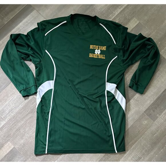Notre Dame Basketball Long Sleeve Shirt Adult S Augusta Sportswear Green *Read - Picture 2 of 8